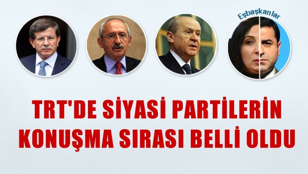 TRT'de Siyasi Partilerin konuşma sırası belli oldu