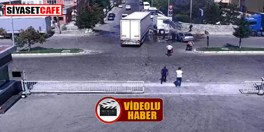 Kayseri’deki kazada alev alan araçlara işçiler yardıma koştu