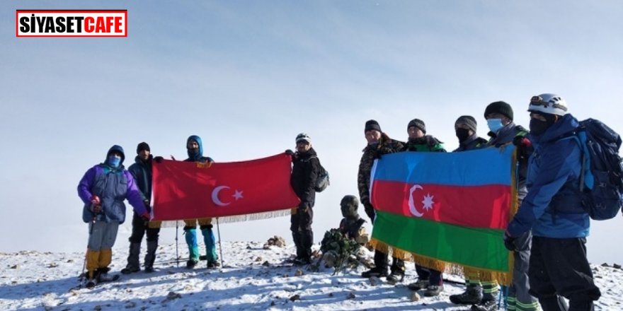 Azerbaycanlı ve Türk dağcılardan anlamlı tırmanış