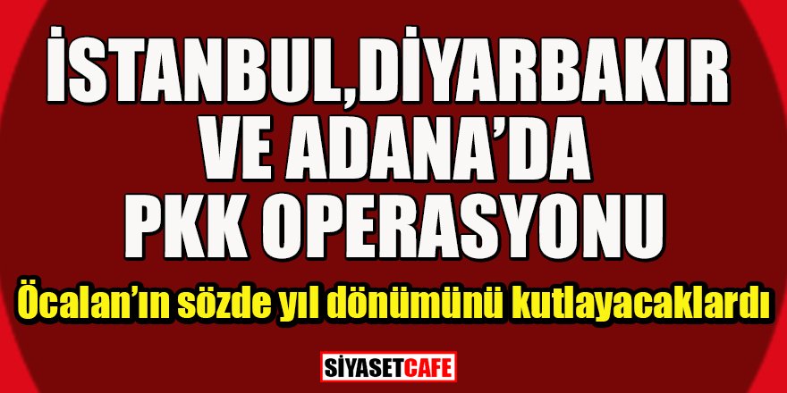 İstanbul,Diyarbakır ve Adana'da PKK operasyonu