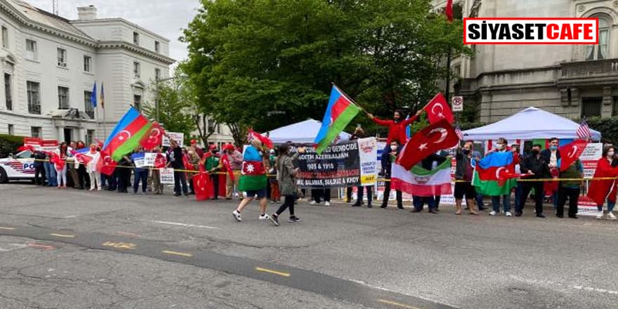 Biden Türkiye’nin Washington Büyükelçiliği önünde protesto edildi