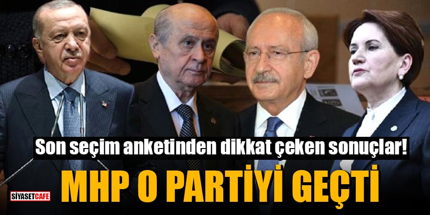 Son seçim anketinden dikkat çeken sonuçlar! MHP o partiyi geçti