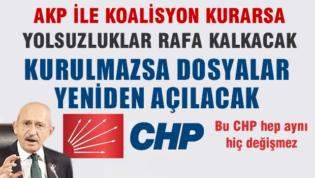 CHP, AKP Bizimle koalisyon kurmazsa Yolsuzluk dosyalarını açarız