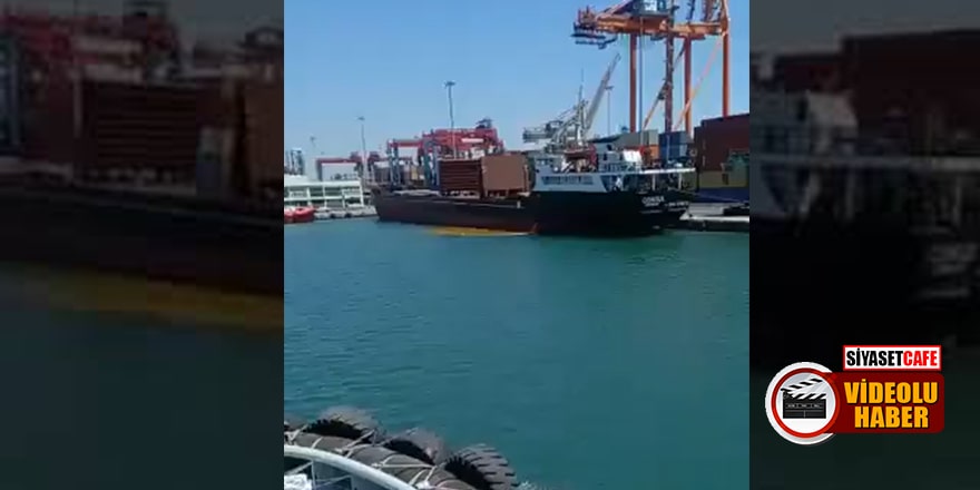 Mersin Limanı'nda bir gemi, denizi kirletirken görüntülendi