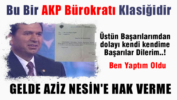 Konservatuar müdürü kendine teşekkür yazısı gönderdi