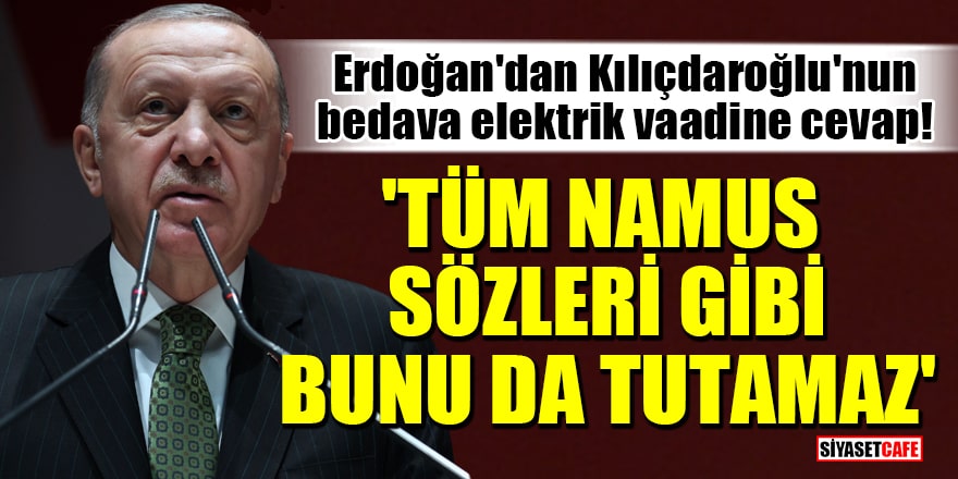 Erdoğan'dan Kılıçdaroğlu'nun bedava elektrik vaadine cevap! 'Tüm namus sözleri gibi bunu da tutamaz'