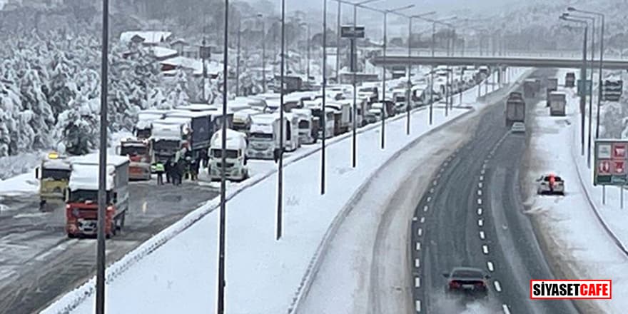 TEM Ankara yönünde kar nedeniyle ulaşım sağlanamıyor