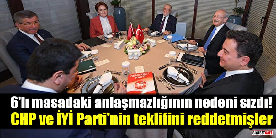 6'lı masadaki anlaşmazlığının nedeni sızdı! CHP ve İYİ Parti'nin teklifini reddetmişler