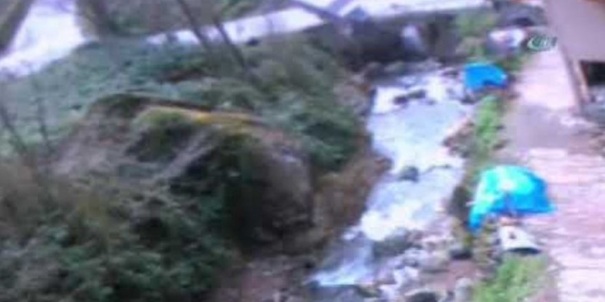 Rize'de kamyonet dereye uçtu