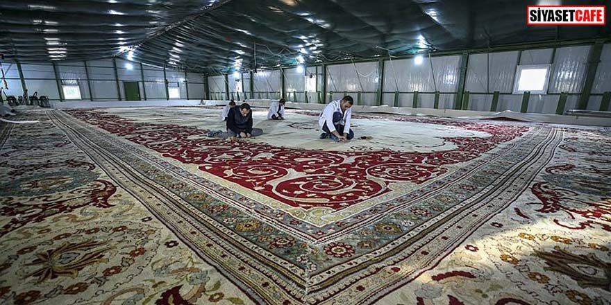 Türkiye'nin en büyük halısı 120 yıl sonra ilk kez yıkandı