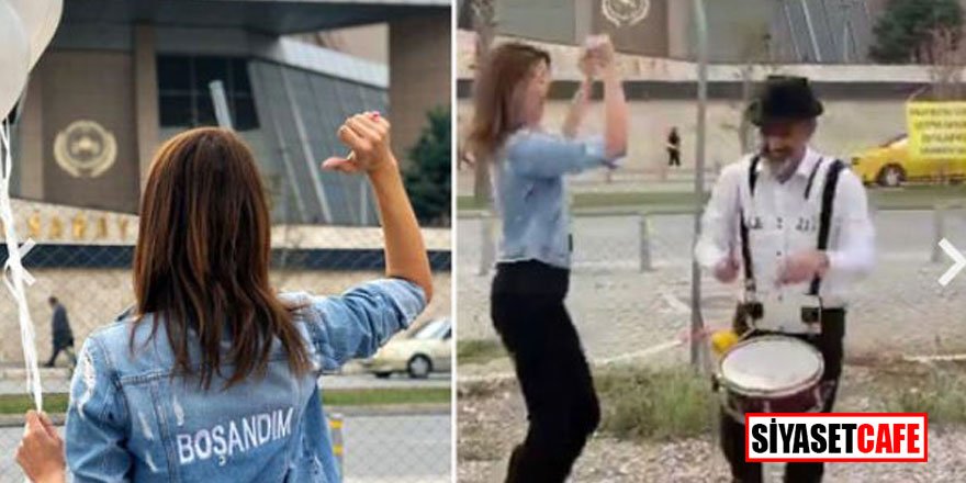 Böylesi görülmedi; eşinden boşandı, adliye önünde göbek attı!