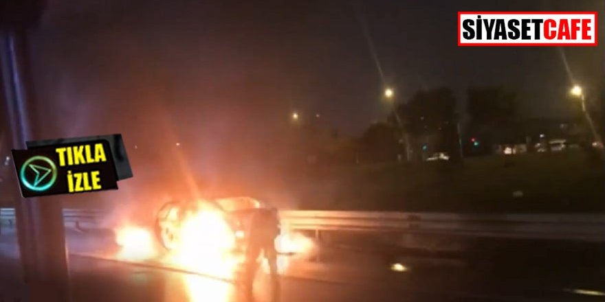 Fatih Köprüsü çıkışında otomobil yangını