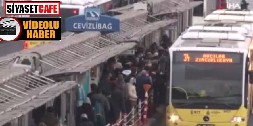 Yasak öncesi metrobüste insan seli