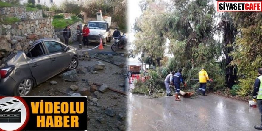 Korkutan görüntüler: Bodrum'da fırtına ve dolu