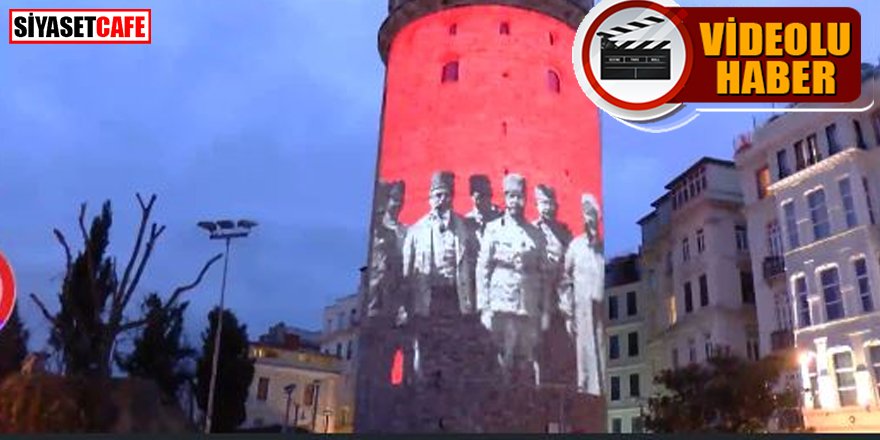 İstiklal Marşı'nın 100'üncü yılına özel Galata Kulesi'nde video mapping gösterisi -video-