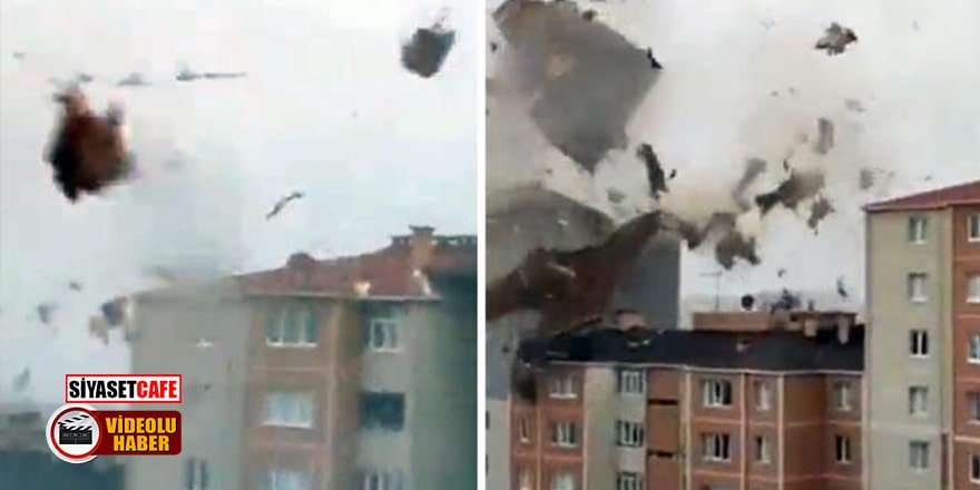 İstanbul’da fırtına, bir binanın çatısını kağıt gibi uçurdu